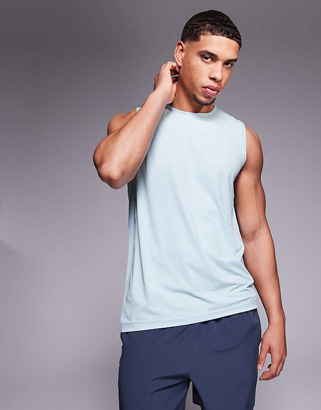 asos 4505 Icon quick dry mesh training tank in pale blue