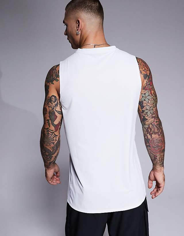 Asos 4505 Icon Quick Dry Mesh Training Tank In White