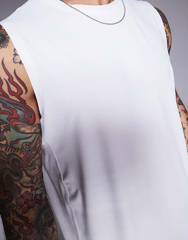 Asos 4505 Icon Quick Dry Mesh Training Tank In White