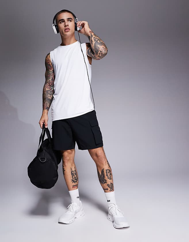 asos 4505 Icon quick dry mesh training tank in white
