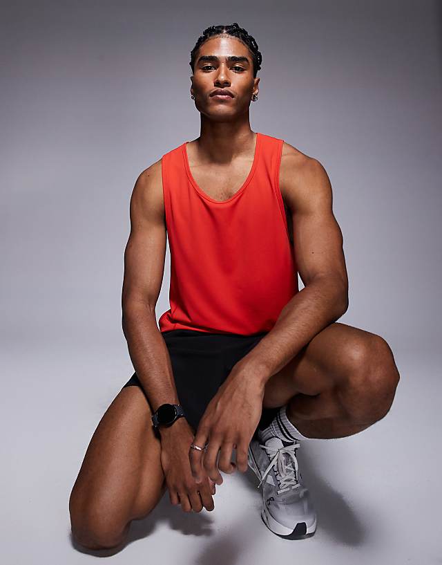 Asos 4505 Icon Quick Dry Mesh Training Vest With Racer Back In Red