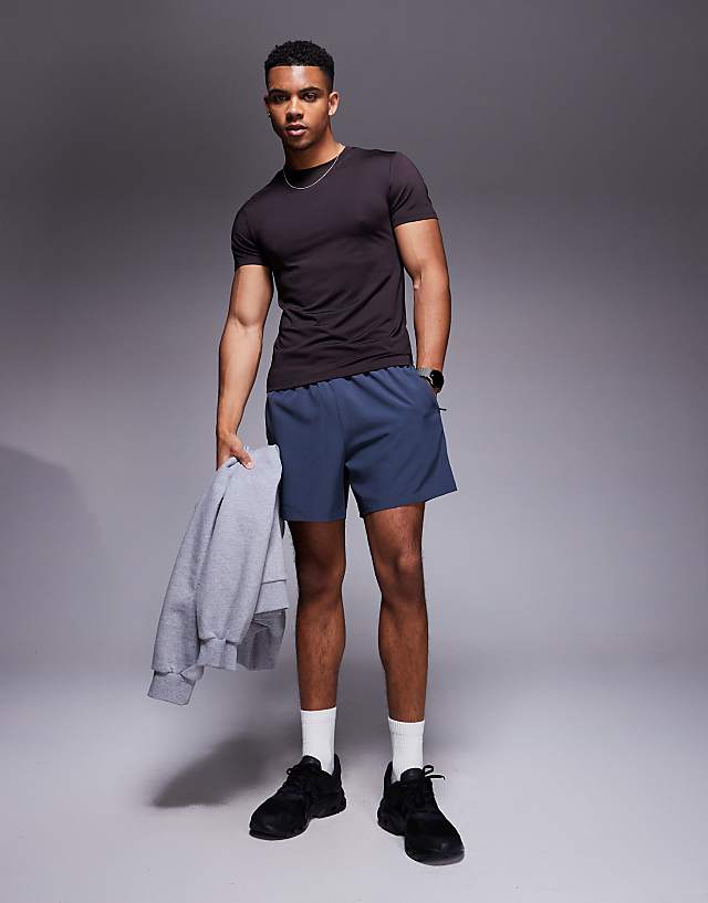 Asos 4505 Icon Quick Dry Muscle Fit Training T-shirt In Coffee