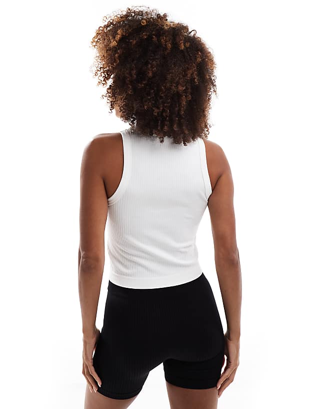 Asos 4505 Icon Seamless Rib 90s Cropped Vest In White