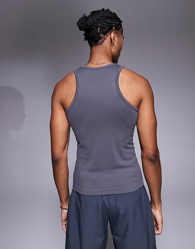 Asos 4505 Icon Seamless Rib Slim Fit Vest In Charcoal