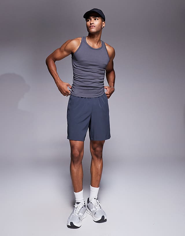 asos 4505 Icon seamless rib slim fit vest in charcoal