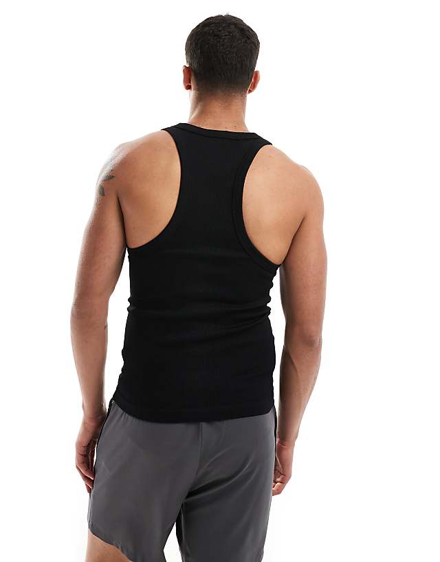 Asos 4505 Icon Seamless Rib Training Racer Vest In Black