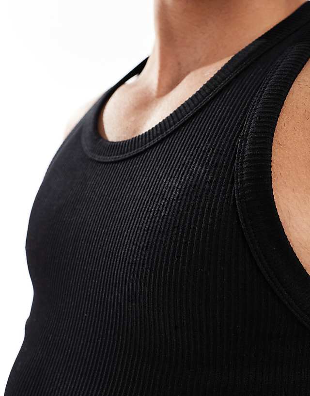 Asos 4505 Icon Seamless Rib Training Racer Vest In Black