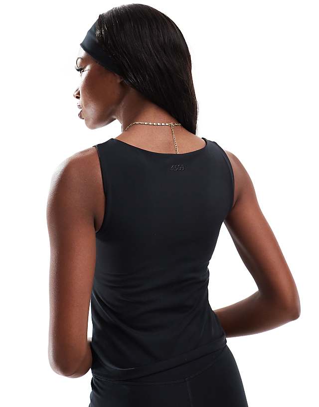 Asos 4505 Icon Soft Touch Boat Neck Tank With Inner Bra In Black