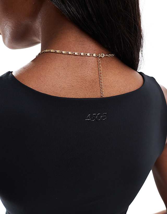 Asos 4505 Icon Soft Touch Boat Neck Tank With Inner Bra In Black