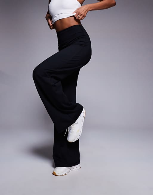 Asos 4505 Icon Soft Touch High Waist Wide Leg Dance Pant In Black
