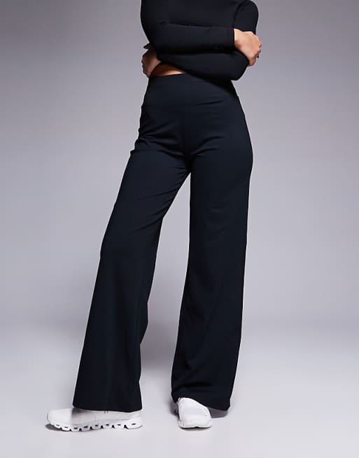 Asos 4505 Icon Soft Touch High Waist Wide Leg Dance Pant In Black