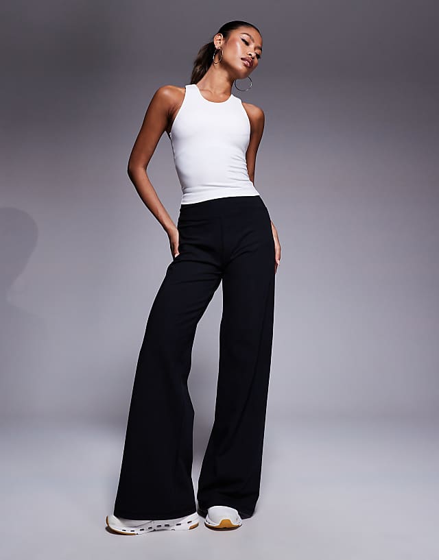 asos 4505 Icon soft touch high waist wide leg dance pant in black