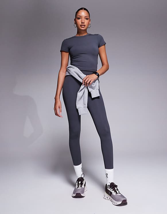 asos 4505 Icon soft touch high waist yoga legging in iron grey