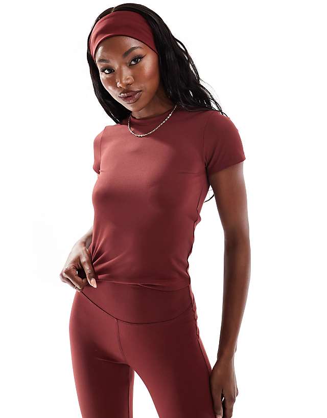 asos 4505 Icon soft touch studio baby t-shirt in burgundy