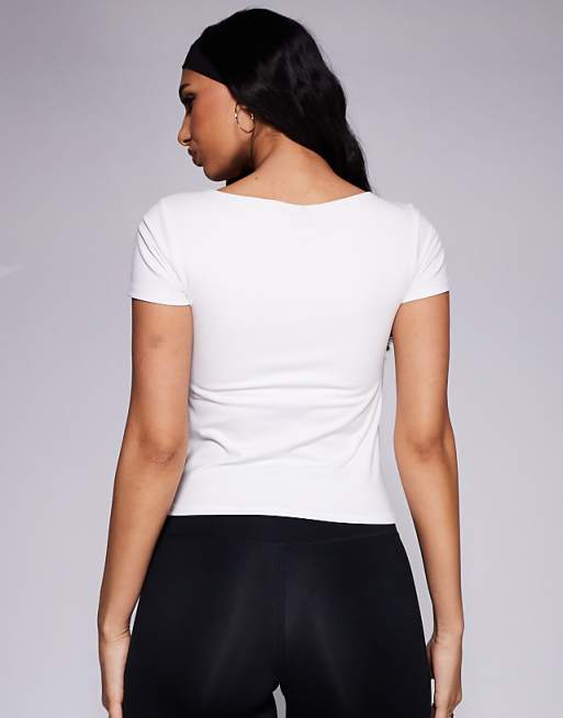 Asos 4505 Icon Soft Touch V Neck Performance Baby T-shirt In White