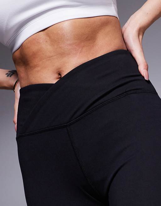 Asos 4505 Icon Soft Touch Wrap Waist Slim Kick Yoga Legging In Black