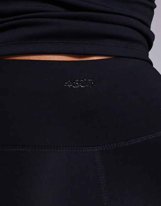 Asos 4505 Icon Soft Touch Wrap Waist Slim Kick Yoga Legging In Black