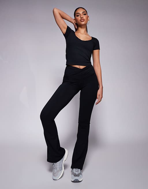 asos 4505 Icon soft touch wrap waist slim kick yoga legging in black