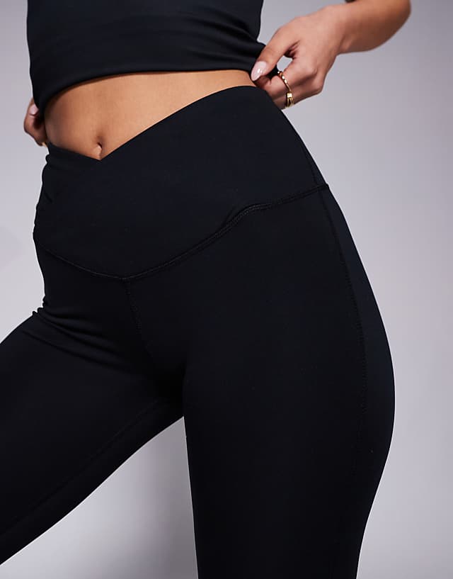 Asos 4505 Icon Soft Touch Wrap Waist Yoga Legging In Black