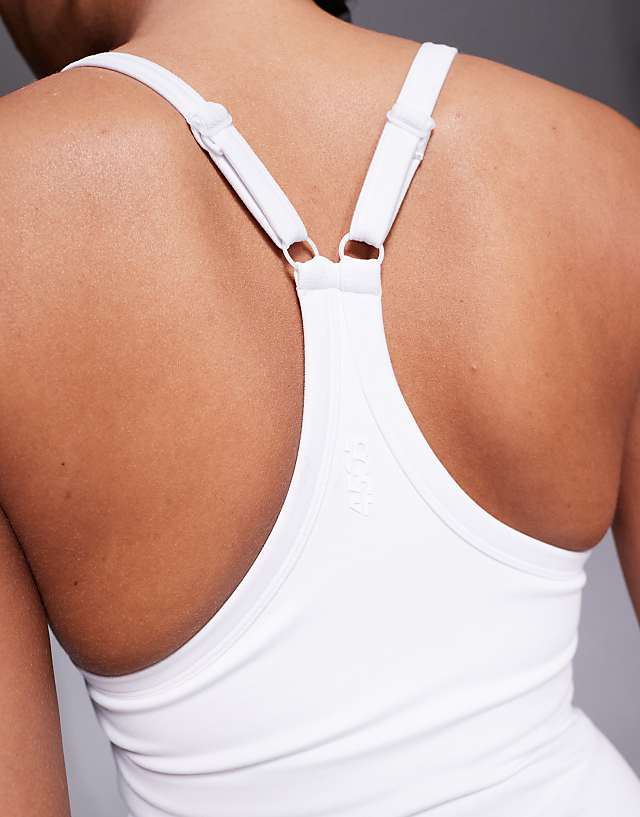 Asos 4505 Icon Soft Touch Yoga Cami With Inner Bra And Adjustable Straps In White