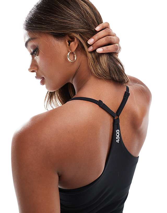 Asos 4505 Icon Soft Touch Yoga Cami With Inner Bra And Adjustable Straps In Black