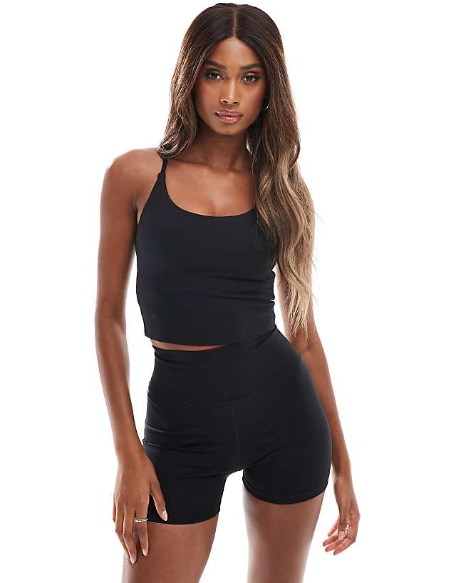asos 4505 Icon soft touch yoga cami with inner bra and adjustable straps in black