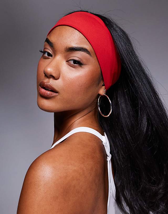 asos 4505 Icon soft touch yoga wide headband in red