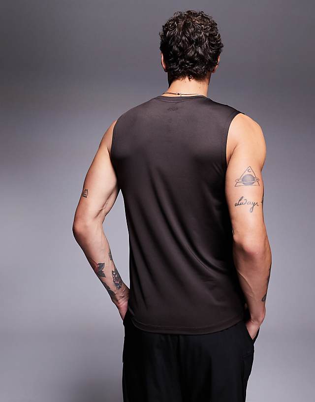 Asos 4505 Icon Training Quick Dry Muscle Fit Tank In Brown