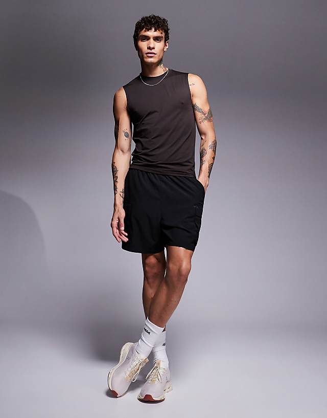 Asos 4505 Icon Training Quick Dry Muscle Fit Tank In Brown