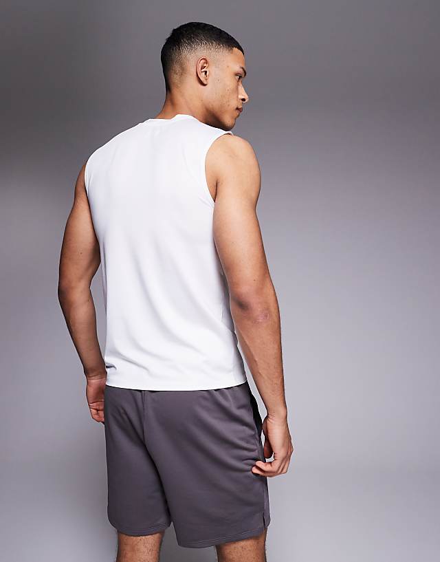 Asos 4505 Icon Training Quick Dry Muscle Fit Tank In White