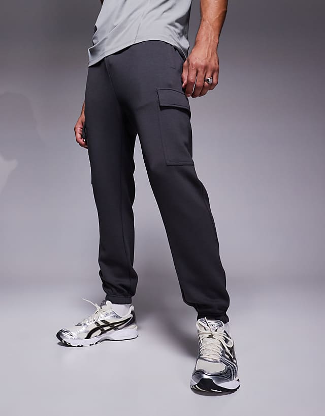 Asos 4505 Icon Training Quick Dry Performance Cargo Joggers In Charcoal