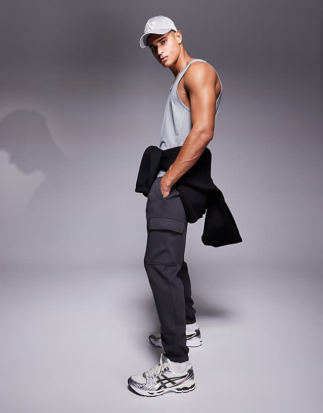 asos 4505 Icon training quick dry performance cargo joggers in charcoal