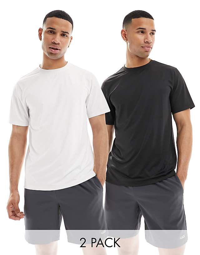 asos 4505 Icon training t-shirt with quick dry 2 pack in black and white