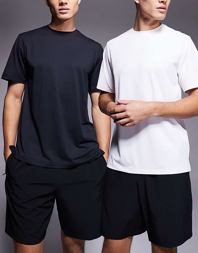 asos 4505 Icon training t-shirt with quick dry 2 pack in black and white
