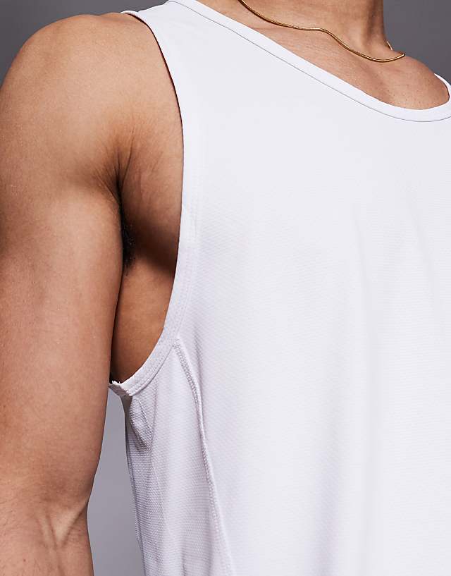 Asos 4505 Icon Training Vest With Racer Back In White