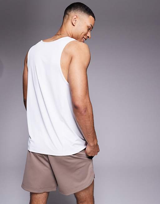 Asos 4505 Icon Training Vest With Racer Back In White