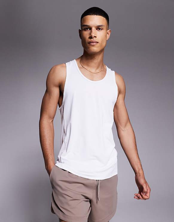 asos 4505 Icon training vest with racer back in white
