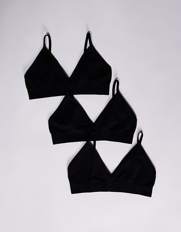 asos 4505 Intimate seamless active light support sports bra 3 pack in black