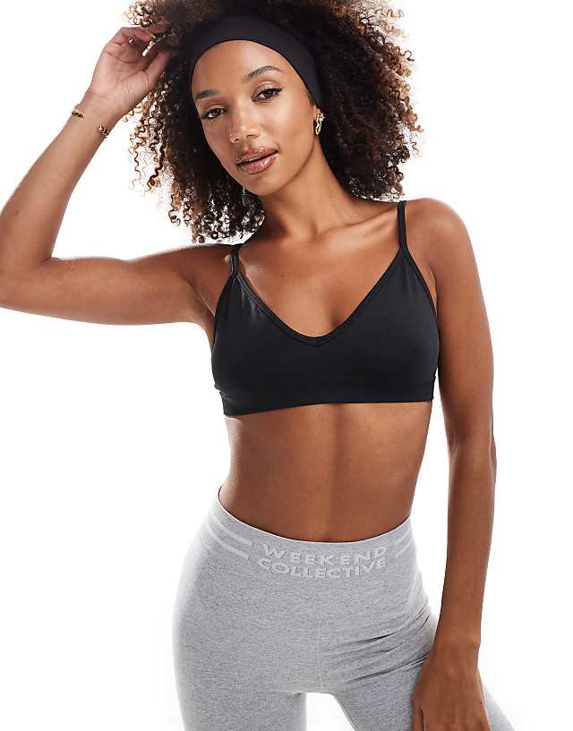 Asos 4505 Intimate Seamless Active Light Support Sports Bra In Black
