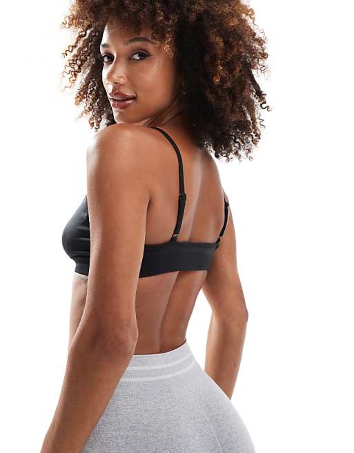 Asos 4505 Intimate Seamless Active Light Support Sports Bra In Black