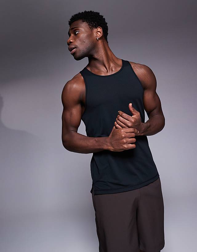 Asos 4505 Lightweight Quick Dry Mesh Running Singlet In Black