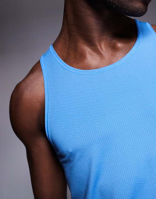 Asos 4505 Lightweight Quick Dry Mesh Running Singlet In Bright Blue