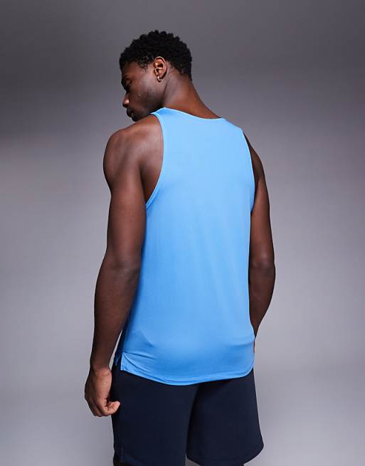 Asos 4505 Lightweight Quick Dry Mesh Running Singlet In Bright Blue