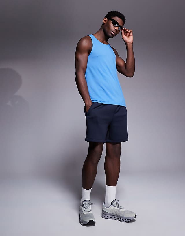 asos 4505 lightweight quick dry mesh running singlet in bright blue