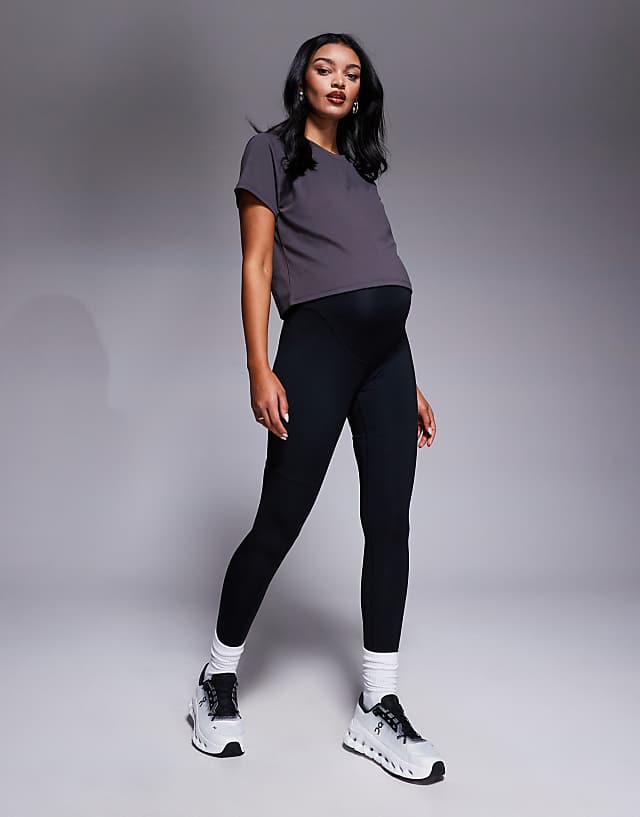 asos 4505 Maternity Icon active bum sculpt high waist gym legging with inner pocket in black