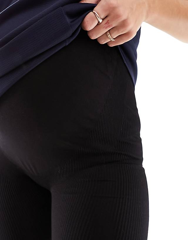 Asos 4505 Maternity Icon Seamless Rib Gym Legging In Black