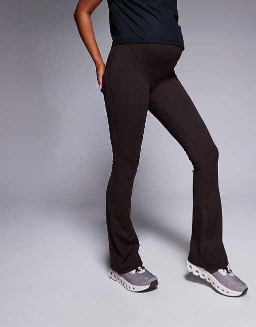 Asos 4505 Maternity Icon Soft Touch High Waist Slim Kick Yoga Legging In Chocolate