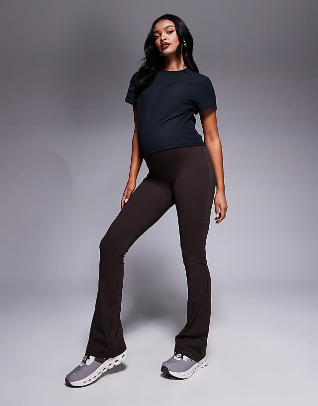 asos 4505 Maternity Icon soft touch high waist slim kick yoga legging in chocolate