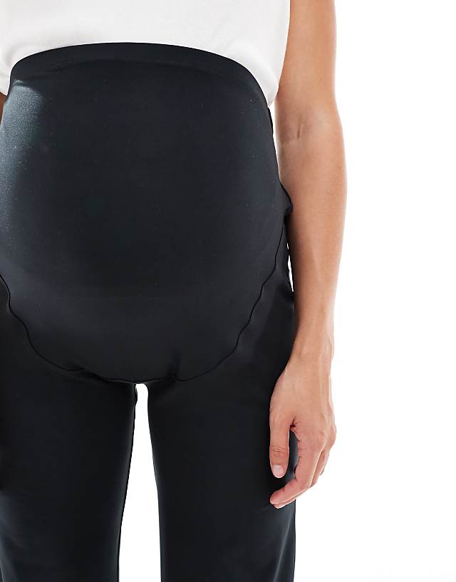 Asos 4505 Maternity Icon Soft Touch High Waist Wide Leg Dance Pant In Black