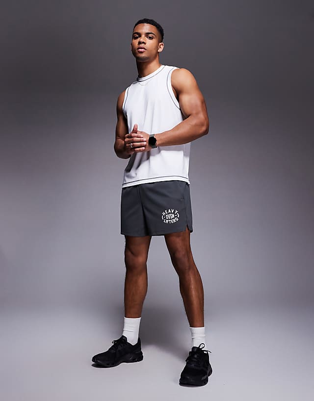 Asos 4505 Mesh Drop Armhole Vest With Contrast Seams In White